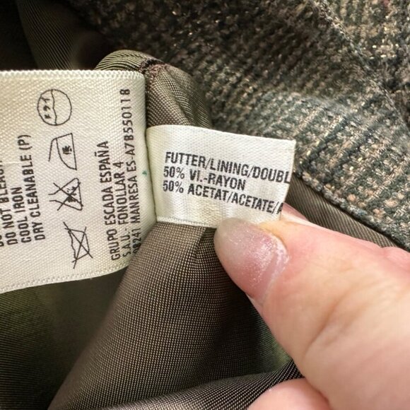 Vintage Escada Wool Blend Check Tweed Trousers in Earthy Tones Size 46 Euro - Picture 14 of 16